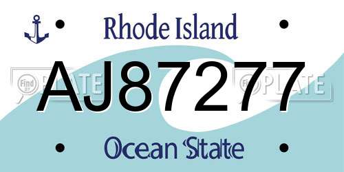 AJ87277 Rhode Island License Plate