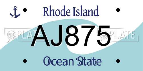 AJ875 Rhode Island License Plate