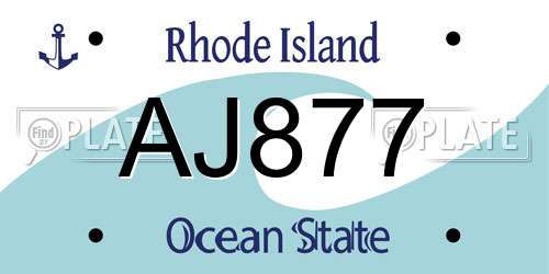 AJ877 Rhode Island License Plate