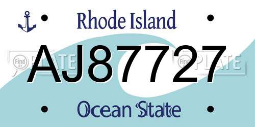 AJ87727 Rhode Island License Plate
