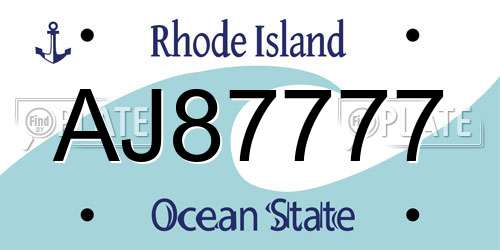 AJ87777 Rhode Island License Plate
