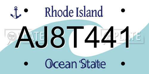 AJ8T441 Rhode Island License Plate