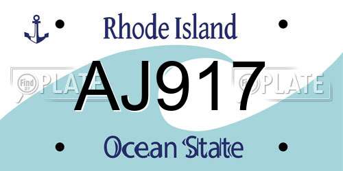 AJ917 Rhode Island License Plate