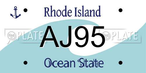 AJ95 Rhode Island License Plate