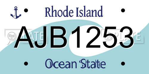 AJB1253 Rhode Island License Plate