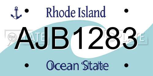 AJB1283 Rhode Island License Plate