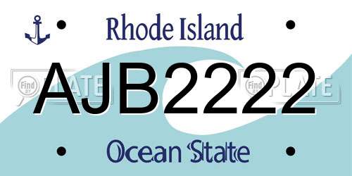 AJB2222 Rhode Island License Plate