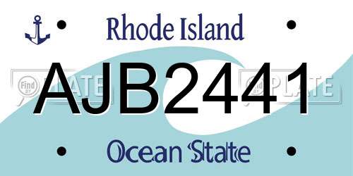 AJB2441 Rhode Island License Plate