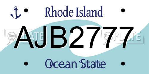 AJB2777 Rhode Island License Plate