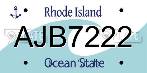 AJB7222 Rhode Island License Plate