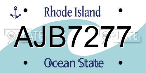 AJB7277 Rhode Island License Plate