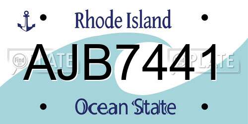 AJB7441 Rhode Island License Plate