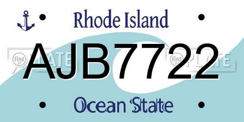AJB7722 Rhode Island License Plate