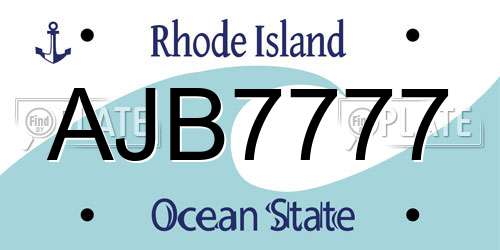 AJB7777 Rhode Island License Plate