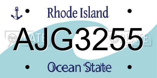 AJG3255 Rhode Island License Plate