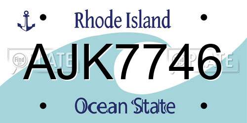 AJK7746 Rhode Island License Plate