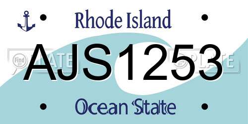 AJS1253 Rhode Island License Plate
