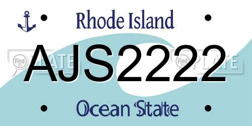 AJS2222 Rhode Island License Plate