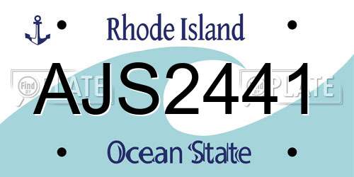 AJS2441 Rhode Island License Plate