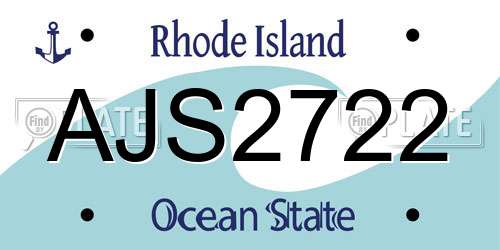 AJS2722 Rhode Island License Plate