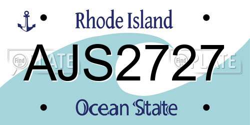 AJS2727 Rhode Island License Plate