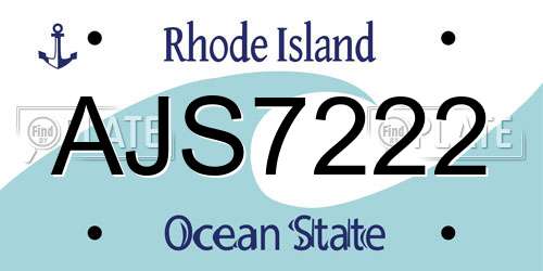 AJS7222 Rhode Island License Plate