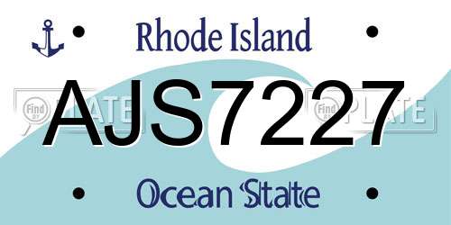 AJS7227 Rhode Island License Plate