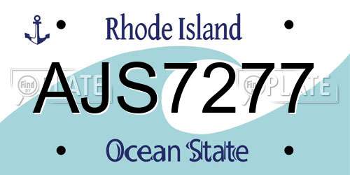 AJS7277 Rhode Island License Plate