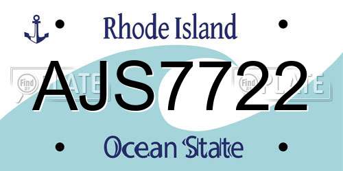 AJS7722 Rhode Island License Plate
