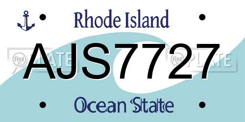 AJS7727 Rhode Island License Plate