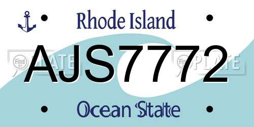 AJS7772 Rhode Island License Plate