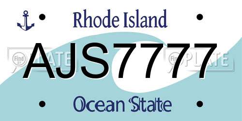AJS7777 Rhode Island License Plate