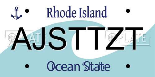 AJSTTZT Rhode Island License Plate