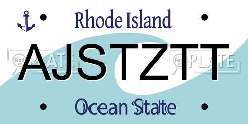 AJSTZTT Rhode Island License Plate
