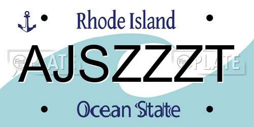 AJSZZZT Rhode Island License Plate