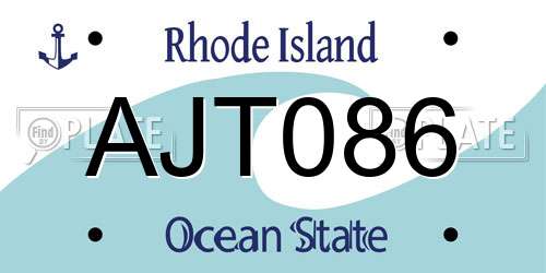 AJT086 Rhode Island License Plate