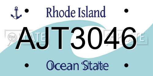 AJT3046 Rhode Island License Plate