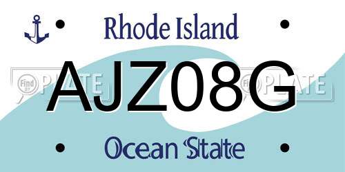 AJZ08G Rhode Island License Plate