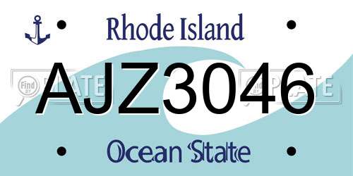 AJZ3046 Rhode Island License Plate