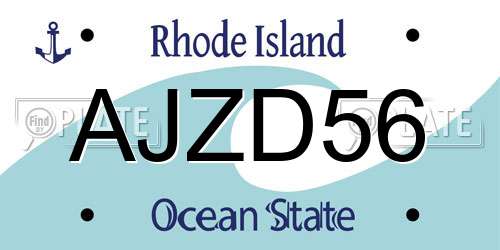 AJZD56 Rhode Island License Plate
