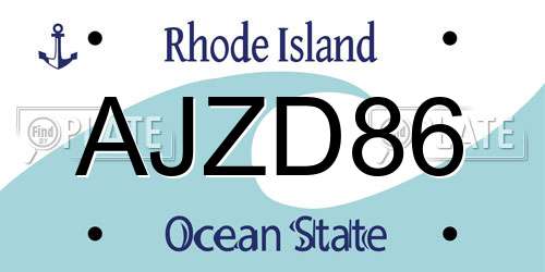 AJZD86 Rhode Island License Plate