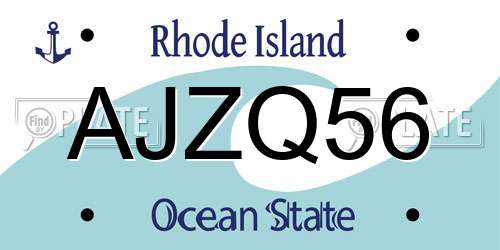 AJZQ56 Rhode Island License Plate