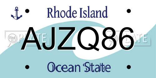 AJZQ86 Rhode Island License Plate