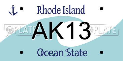 AK13 Rhode Island License Plate