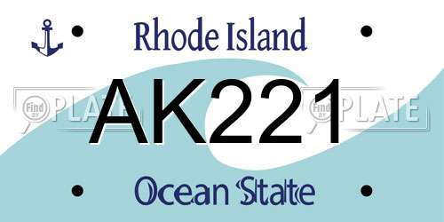 AK221 Rhode Island License Plate