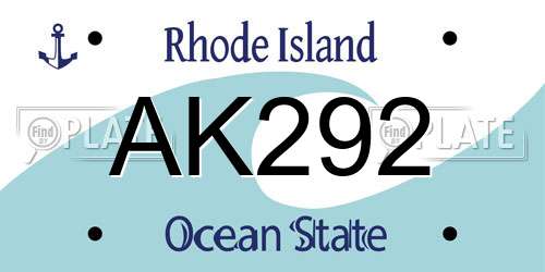 AK292 Rhode Island License Plate