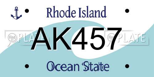 AK457 Rhode Island License Plate