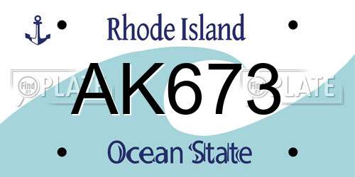 AK673 Rhode Island License Plate