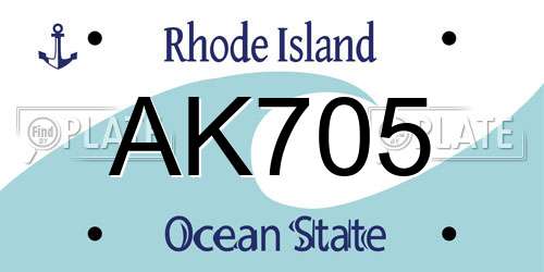AK705 Rhode Island License Plate