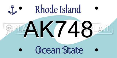 AK748 Rhode Island License Plate